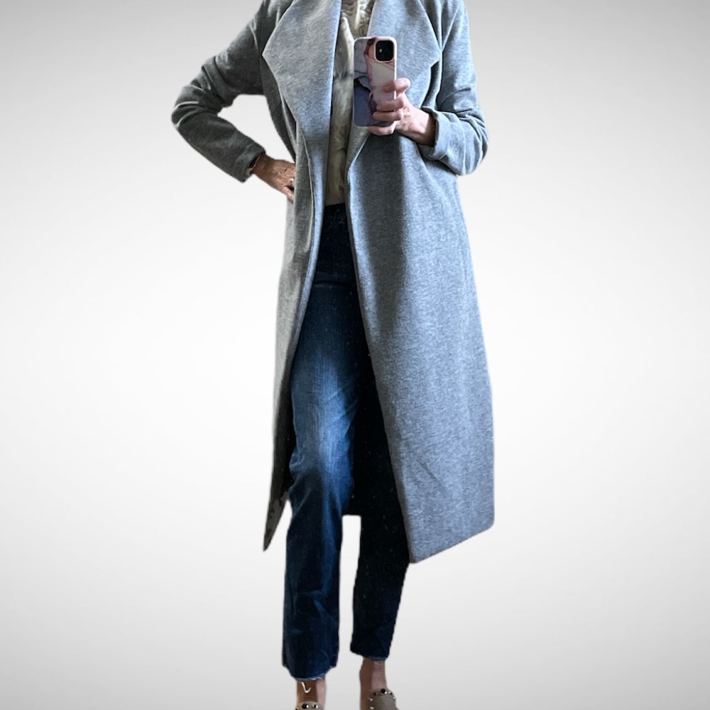 Muse Gray Flannel Cardi Style Coat S